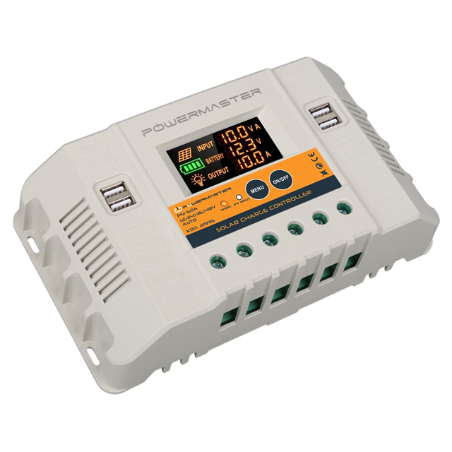 Powermaster PM-50A 12V-24V-36V-48V 50 Amper 4 USB'li Dijital Otomatik Solar Şarj Regülatörü