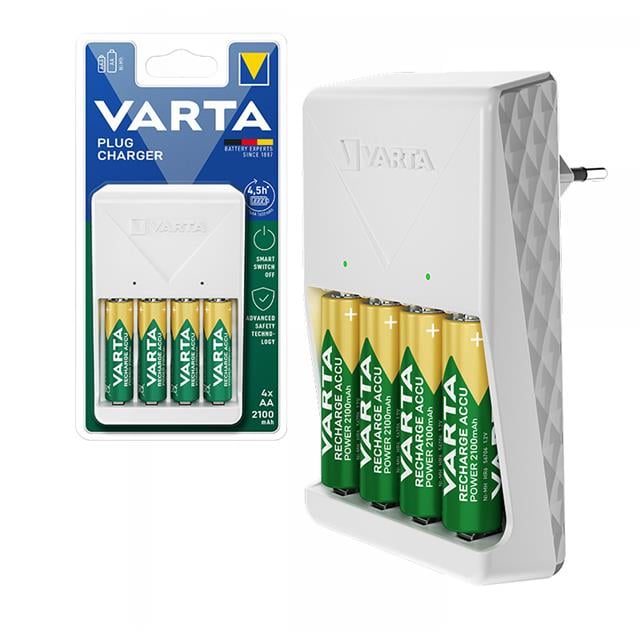 Varta 4XAA 2100 Mah Pilli Beyaz Plug Pil Şarj Ci̇hazı
