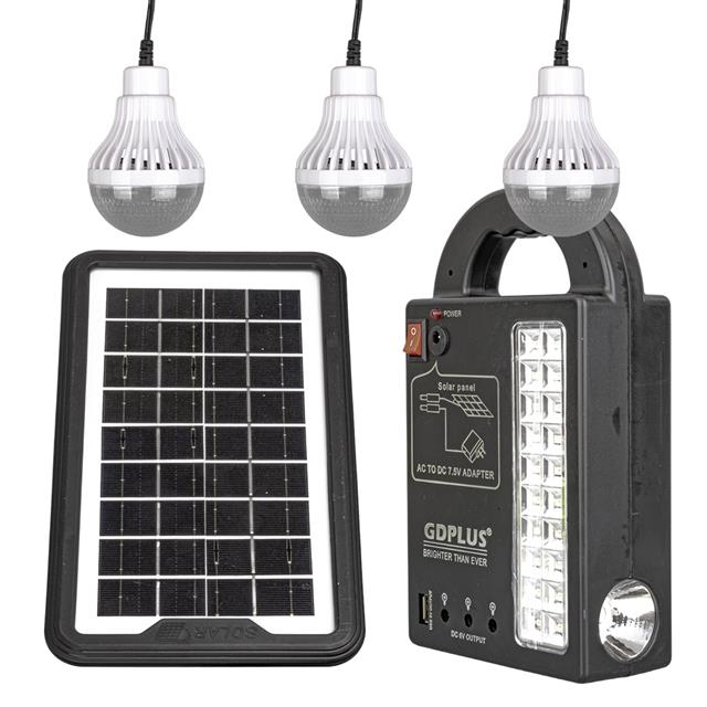 Powermaster GD-999 Güneş Enerjili Solar Aydınlatma Sistemi 3 Ampullü Powerbank Özellikli Taşınabilir Kamp Seti