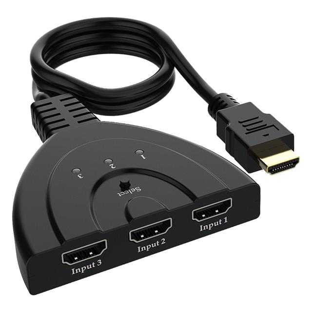 Powermaster PM-17229 3 Giriş 1 Çıkış HDMI Switcher Çoğaltıcı Toplayıcı Aparat 30 CM Kablolu Seçme Düğmeli