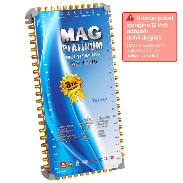 MAG Platinum MP 10/40 Multiswitch - 10 Giriş 40 Çıkışlı Merkezi Uydu Santrali Hybrid 4K Ve 3D Destekli